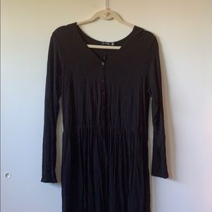 button up cotton black dress with long sleeves